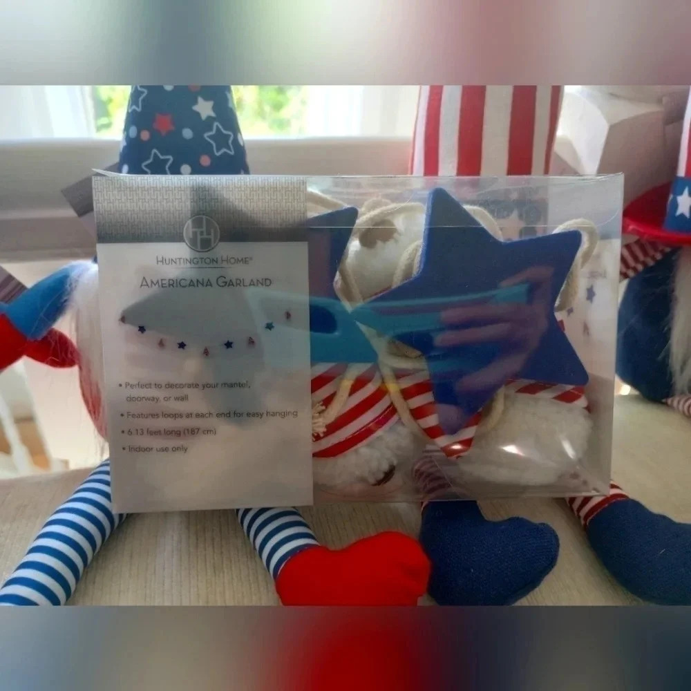 Gnome star red white blue 4th of July Garland's decor hanging decoration theme